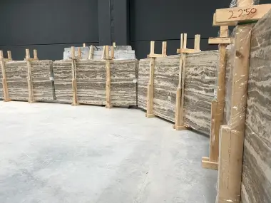 B1238 - 2 CM Silver Travertine Filled Polished