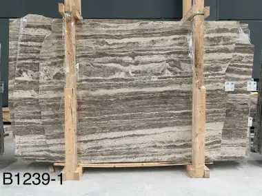 B1239 - 2CM SILVER TRAVERTINE UNFILLED POLISHED
