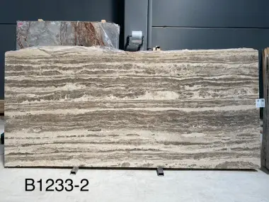 B1233 - 2 CM Silver Travertine Filled Polished