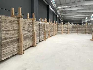 B1238 - 2CM SILVER TRAVERTINE UNFILLED POLISHED