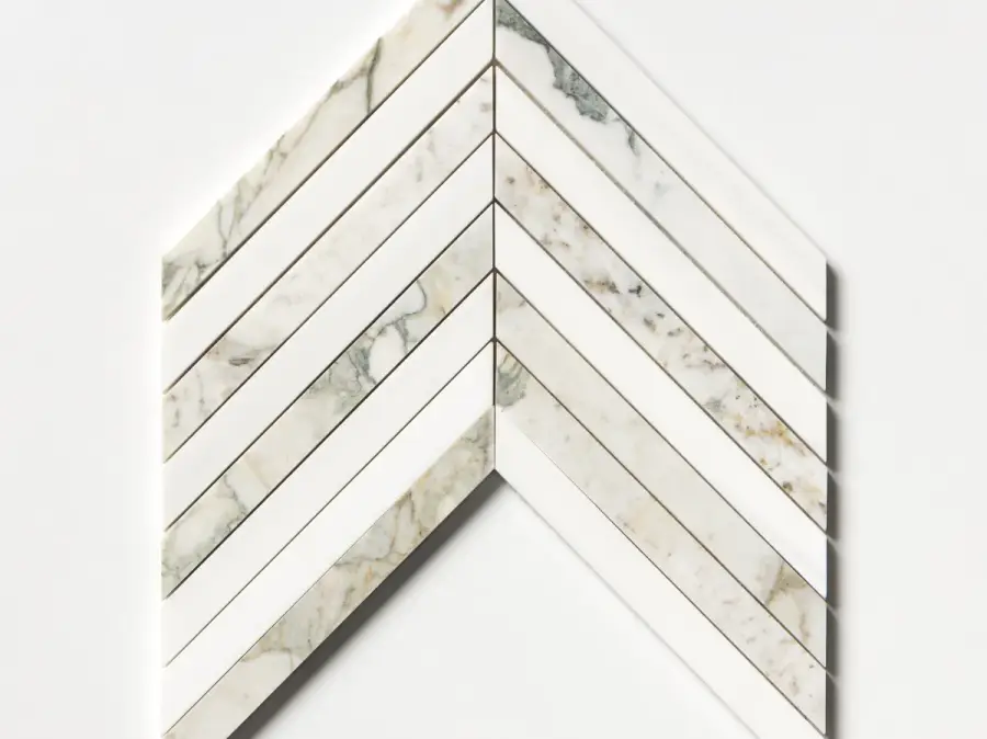 Calacatta Green Thin Chevron Waterjet
