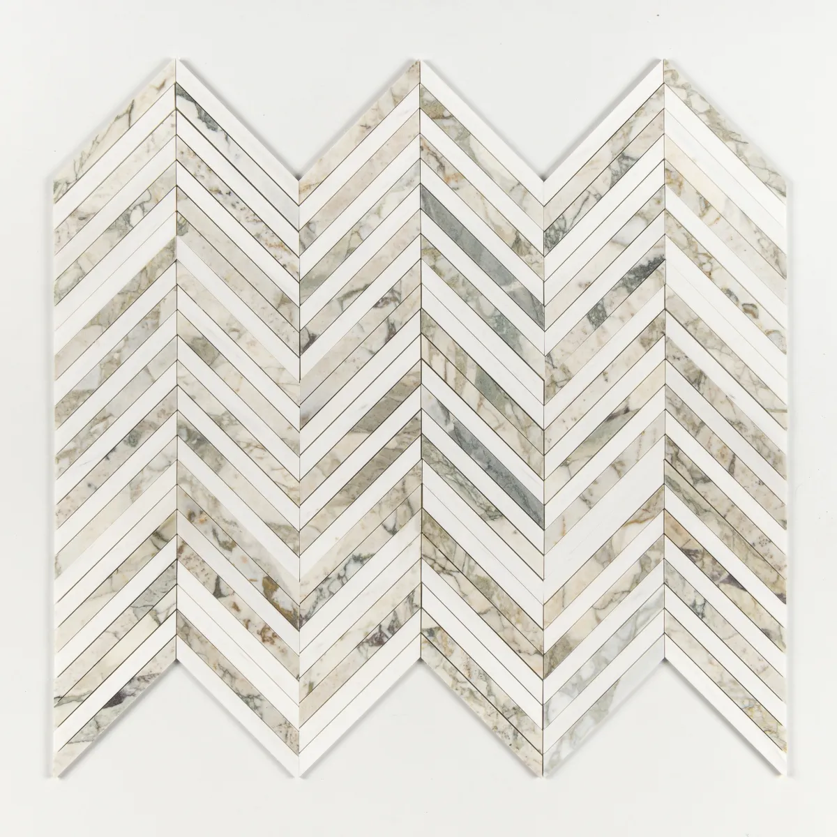 Calacatta Green Thin Chevron Waterjet