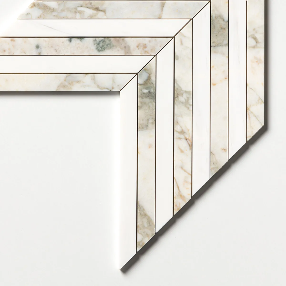 Calacatta Green Thin Chevron Waterjet