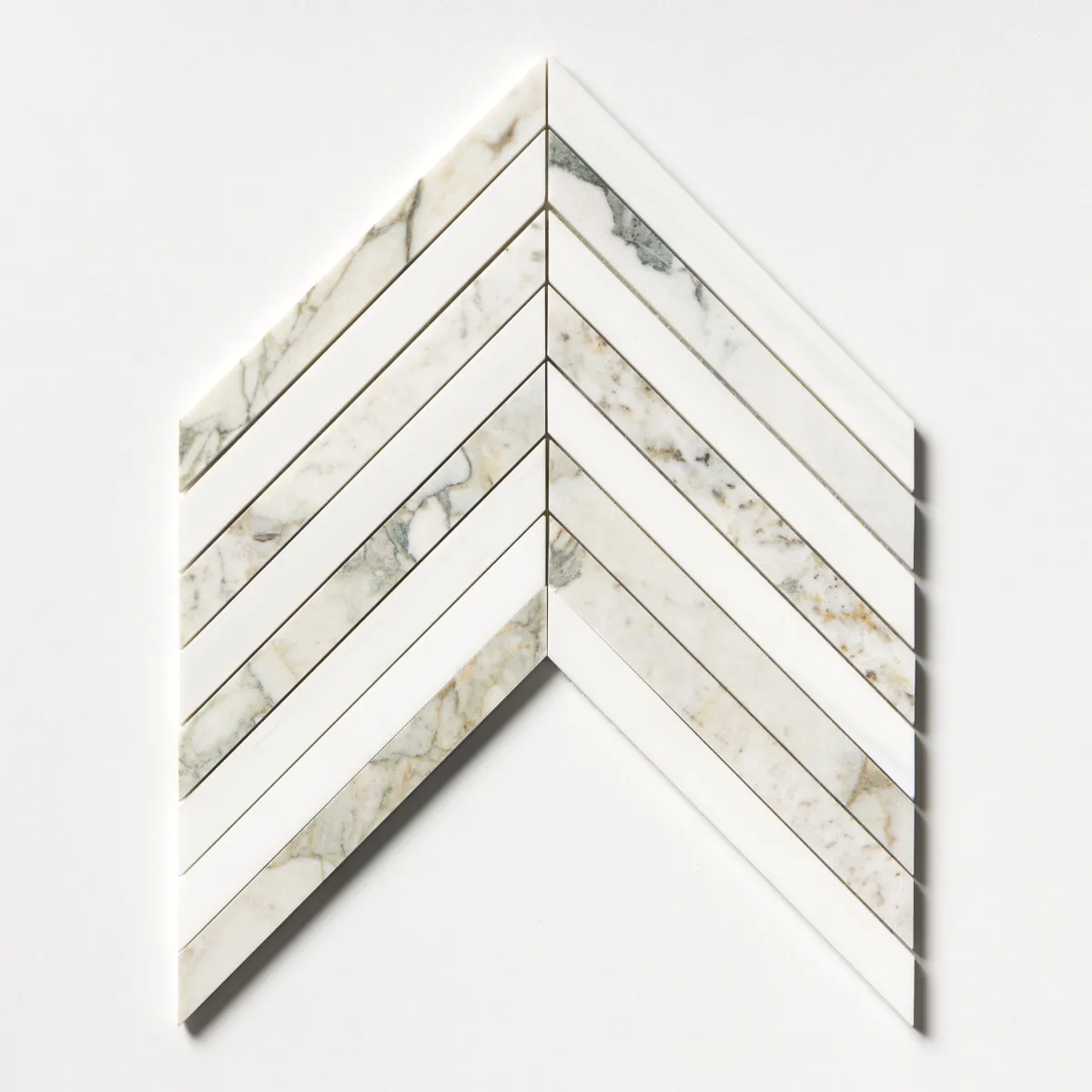 Calacatta Green Thin Chevron Waterjet